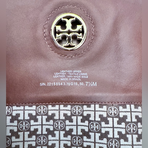 Tory Burch Women's Size 7.5 M Tall Leather Riding Boots Brown Gold Logo - Picture 11 of 16